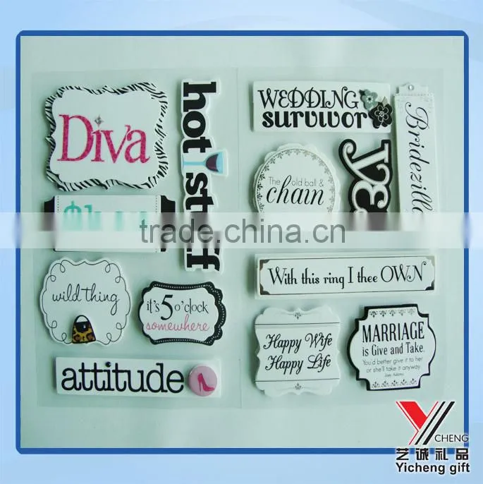 lovely 3D customized Handmade printing puffy Sticker
