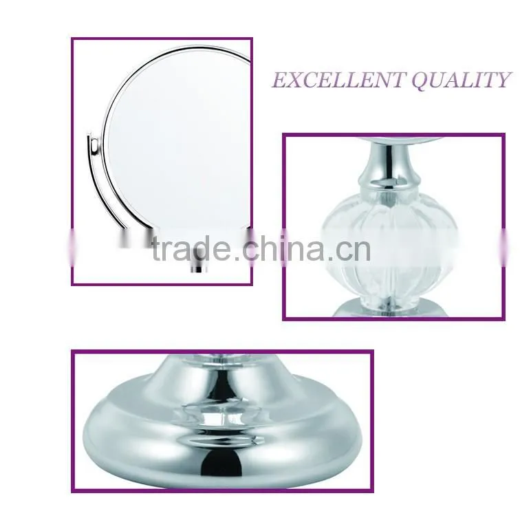 3 inch crystal glass compact makeup mirror