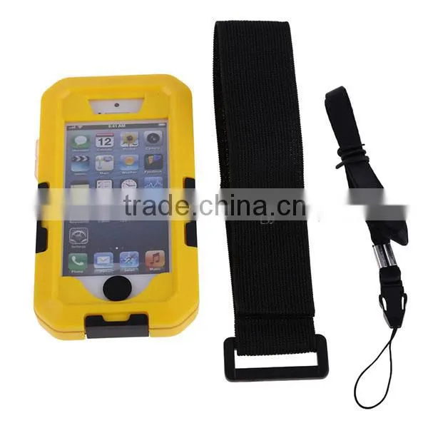 Yellow Motorcycle Bicycle Holder Shockproof Dirtproof Waterproof Case for iPhone 5 5S for Swimming Surfing Boating Diving