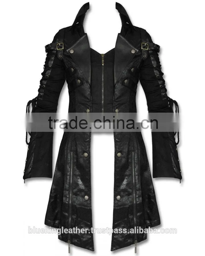 Poison Black Jacket Mens Faux Leather Goth Military Coat