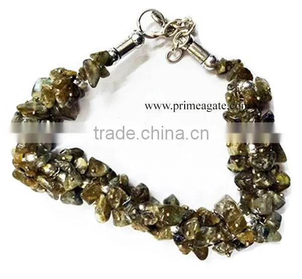 Fire Labradorite Chips Fuse Wire Bracelet | Agate Jewelry For Sale | Khambhat Agate Exports