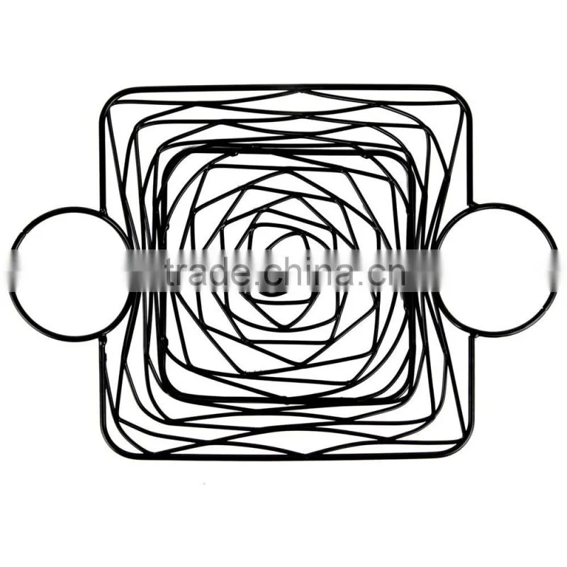 Icegreen Oval Black Metal Wire Basket With Holders