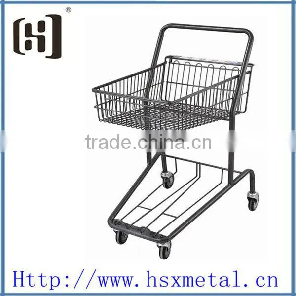 powder coat metal wire basket carts with 4 wheels /metal shopping carts HSX-S480
