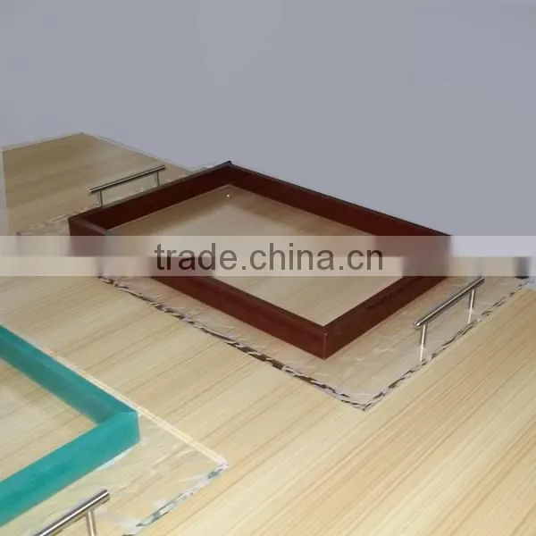 OEM/ODM silk screen factory multi function acrylic serving tray with metal handle