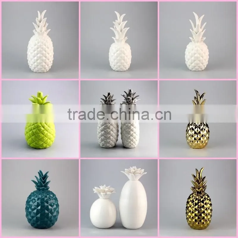 Hot Sale Gold Ceramic Pineapple Decor