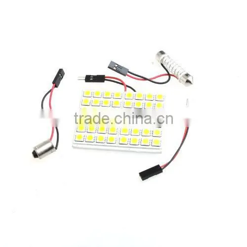 5050 SMD 48 LED Warm White Dome Bulb Light for Car Interior with 3 Adapters