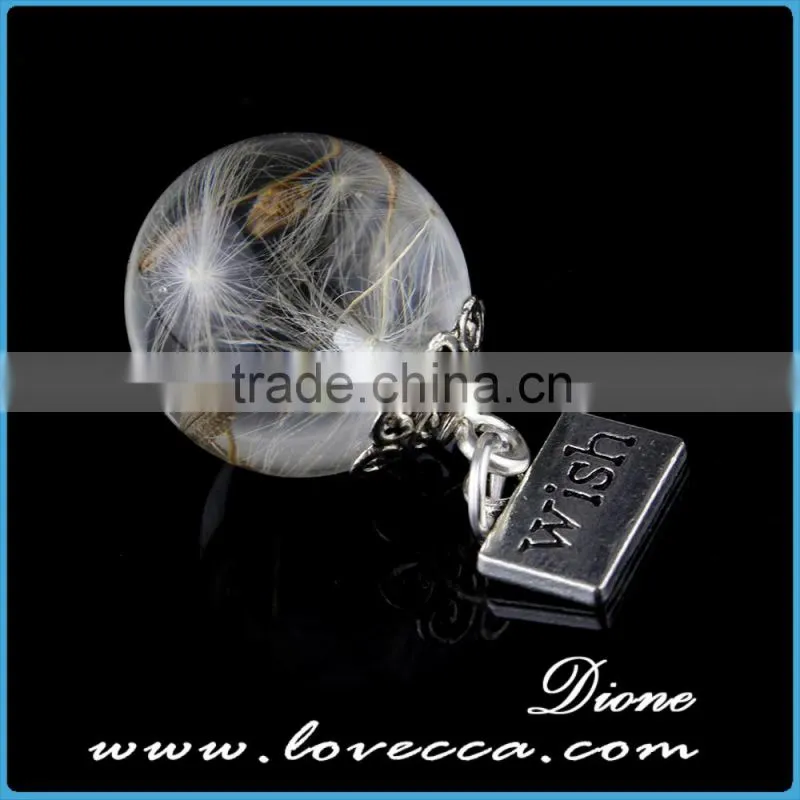 Newest design antique women style most fashion resin glass ball neckace resin flower pendants