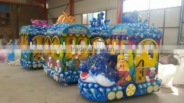 Kiddy rides model small amusement park trains for sale , amusement tourist ocean track train for kids