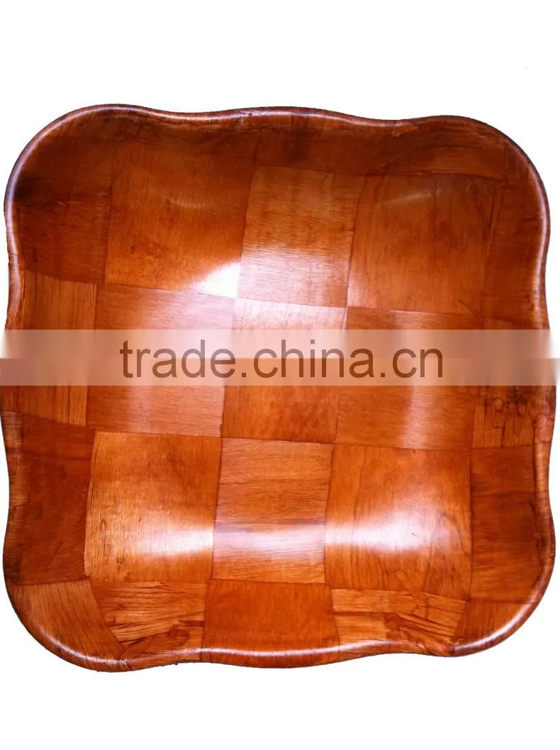 W622/ Rectangle Wooden Woven Snack Bowl, Woven Salad Bowl