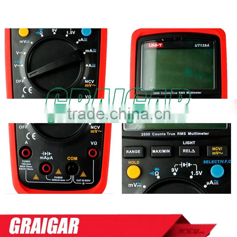 True RMS Digital Multimeters UNI-T UT139A AC DC Voltage and Current Auto Range Handheld multimeter