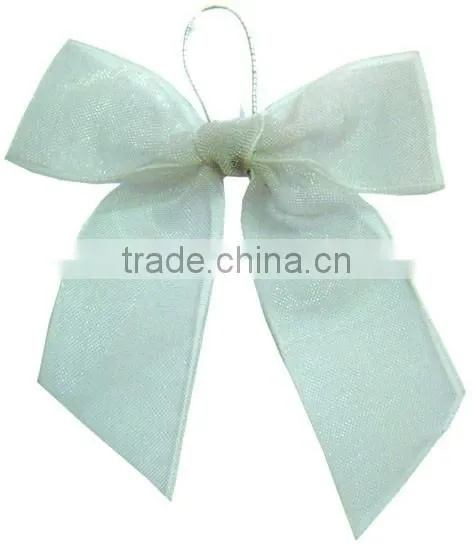White elastic satin bows for accessories