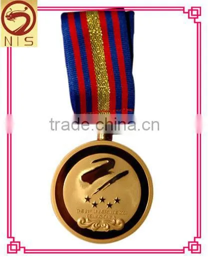 high quaity gold plated medal with riboon