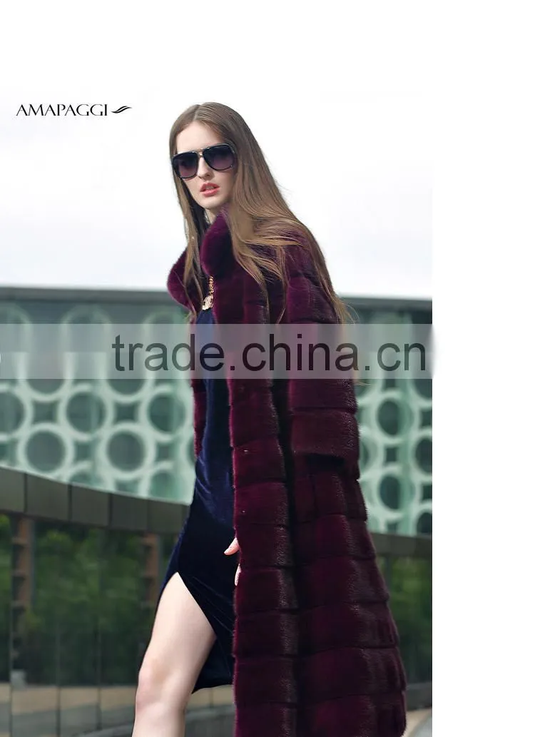 Hot sale long dyed mink fur winter coat for women overcoat