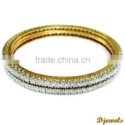 Diamond Studded Gold Bangles, 14 K Gold Diamond Bangles, Jewellery