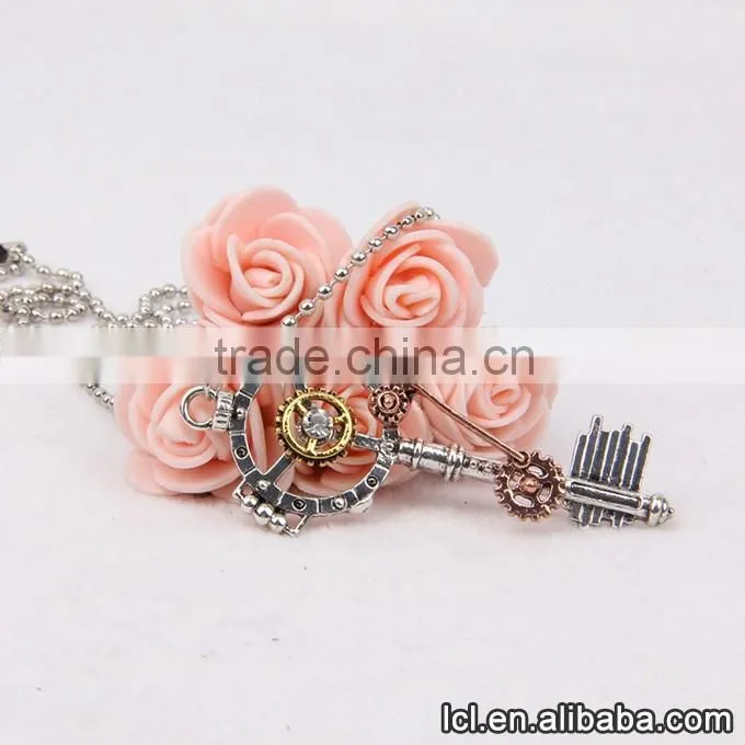 Key shaped designer necklace, wholesale steampunk vintage necklace