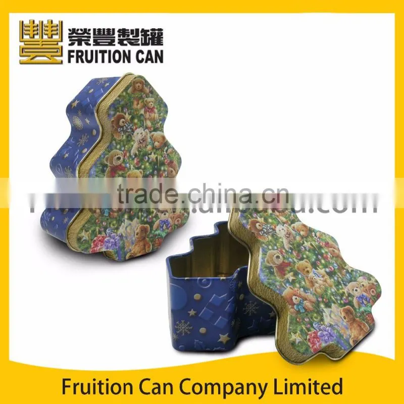 Small tree ornament tin - christmas tree tin decorations
