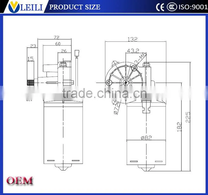 Chinese auto parts 100W bus 24v 12v wiper motor