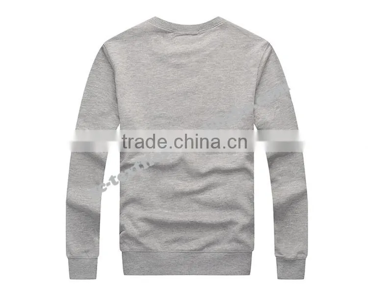 Men's Printed Round Neck Grey-Melange Fleece Sweater