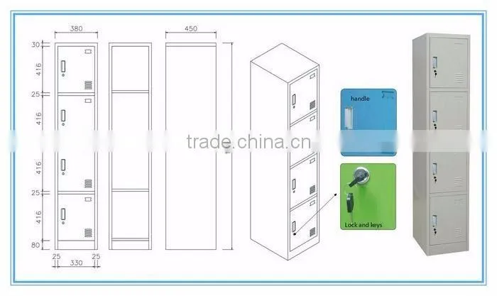 OEM office gym school steel locker wardrobe cabinet