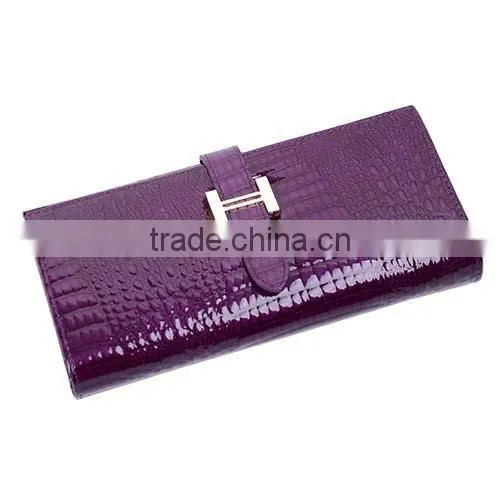 latest Design Ladies Free Leather Patent Alligator Pattern Wallet/Purse (BCN002)