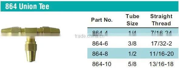 864 Union Tee,Air Brake Fittings for Copper Tube,Brass valve