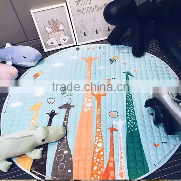 Promotional gift Portable Baby Kids children cotton Gym Play Mat Soft Cotton Toys Storage Bag