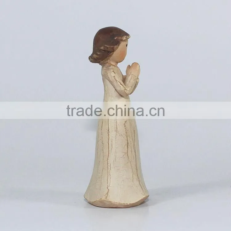 Resin praying mini girl statue
