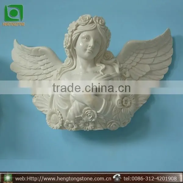 Home Decorative White Marble Elephant Relief Wall Hanging Sculpture
