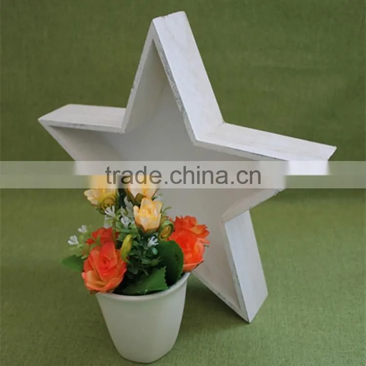 Good price Trade assurance unique wooden personalized star heart shaped flower pot decorative wood flower trays