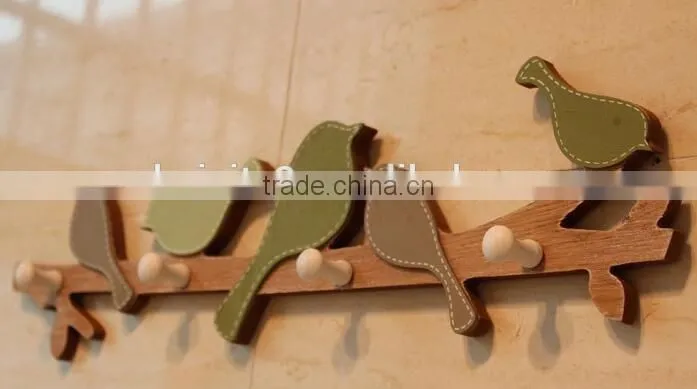 CY080 Wooden decorative bird wall hook wood hook Wooden decorative bird