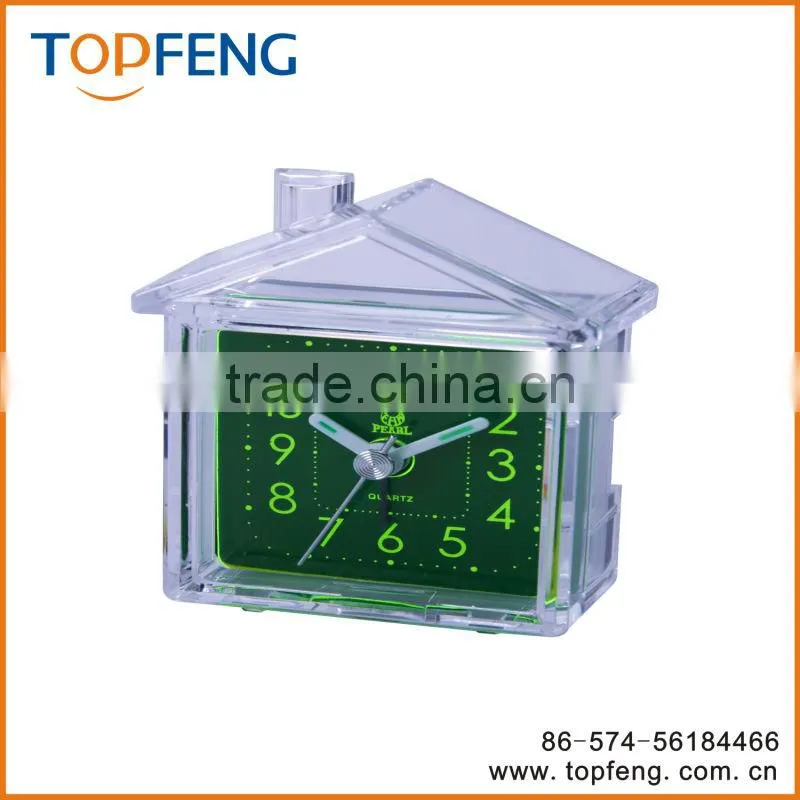 Lovely House Shaped Fluorescent Snooze Quartz Alarm Clock Home Decor Desktop Clock