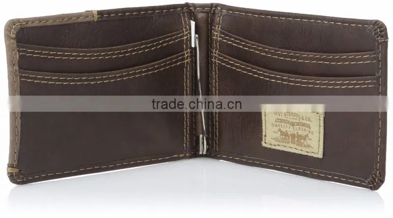 leather credit card holder money clip with id window
