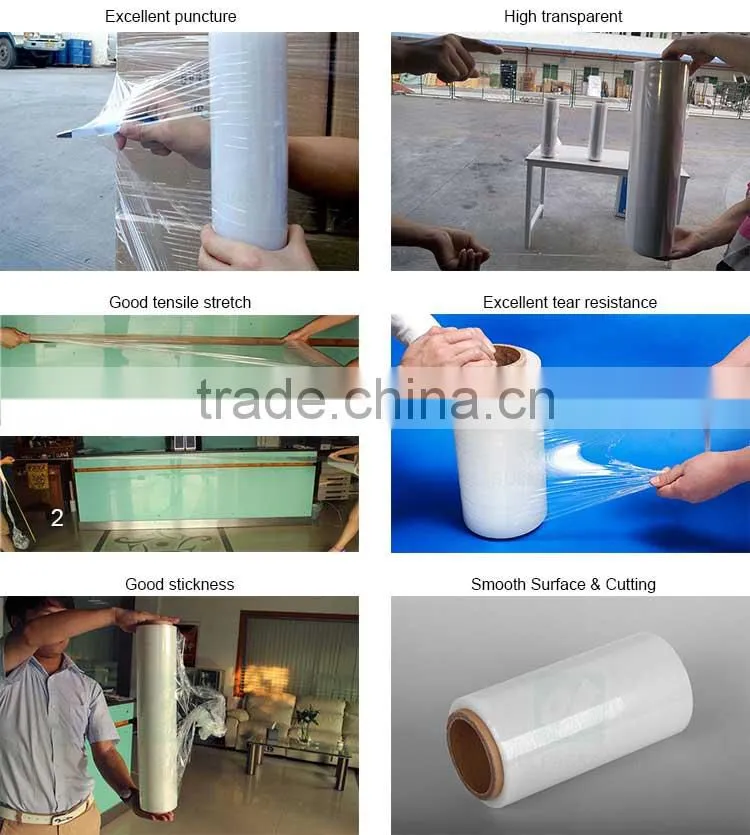 Top quality lldpe stretch film from China ,material from Exxon Mobil