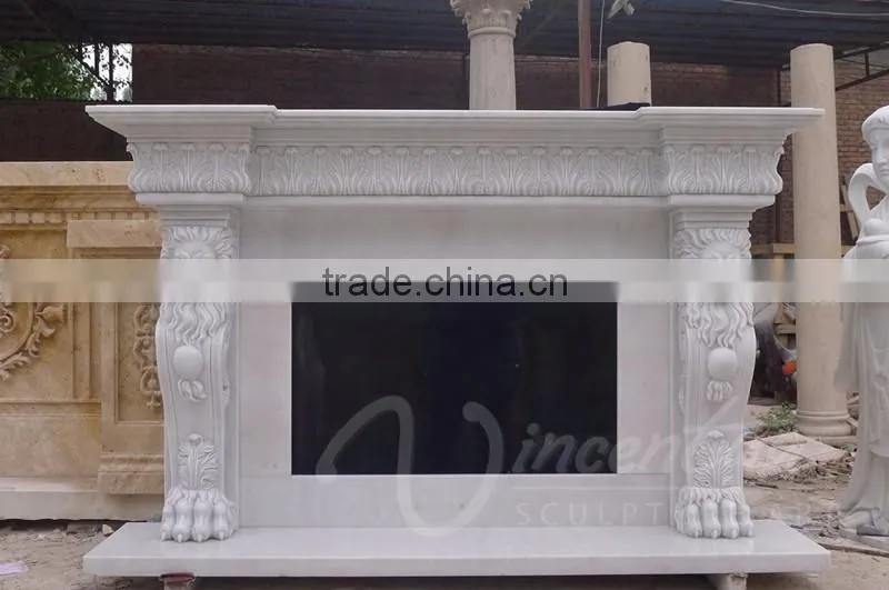 High quality home decoration marble fireplace with lion head