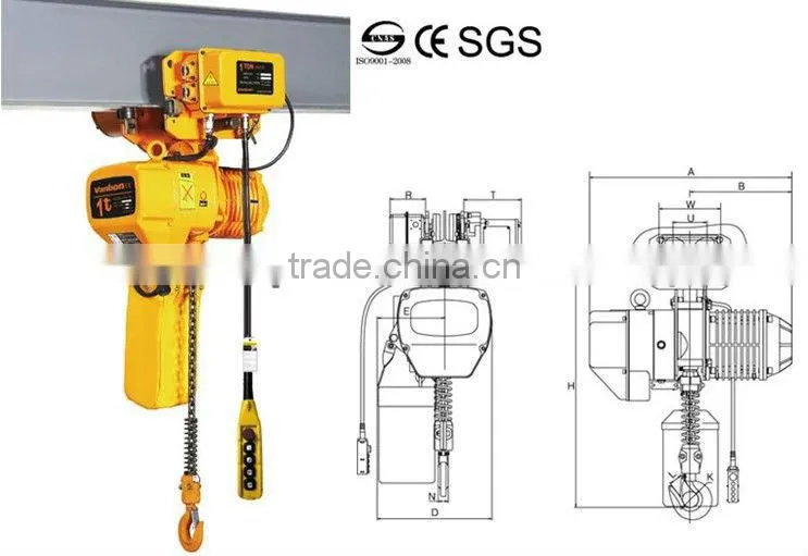 WANBO - 1~35 tonne Electricl Trolley Chain Hoist - 1t Electric Trolley Hoist