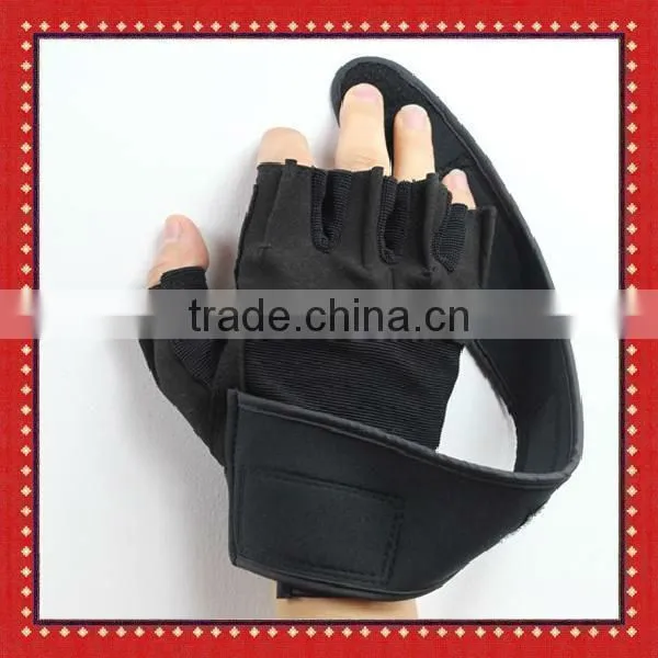 Fingerless suede pig leather fitness gloves