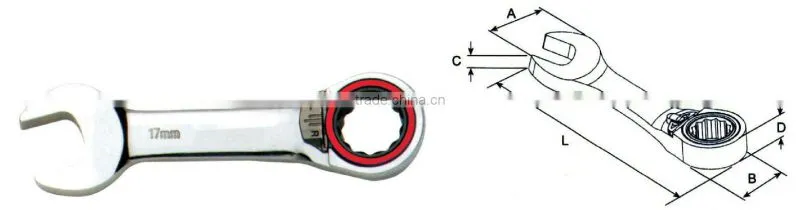Stubby Reversible 72 Teeth Ratchet Handle Wrench