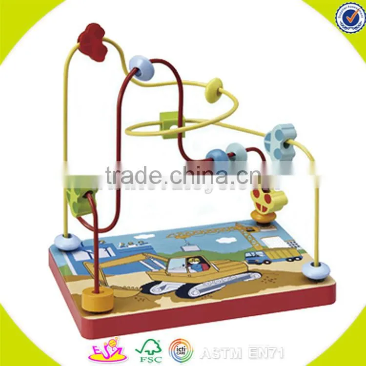 Wholesale hot sale baby wooden beads maze toy funny wooden beads maze toy lovely wooden beads maze cubic toy W11B048