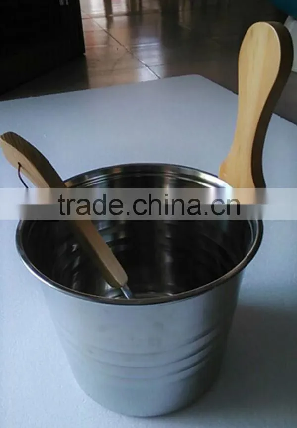 Stainless steel sauna bucket and spaoon, sauna barrel