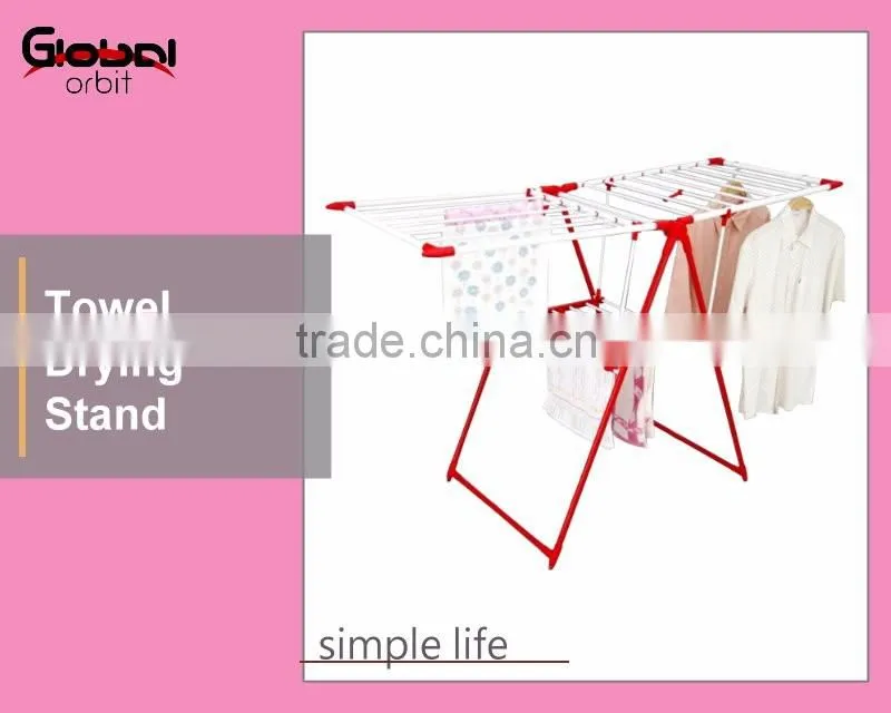 Home Furniture Durable Foldable Clothes Drying Rack With Towel Hanger Rail