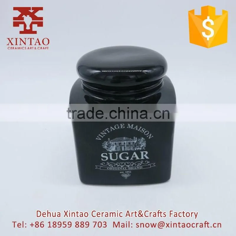 wholesale set of 3 custom logo black ceramic salt and pepper shaker cruet set