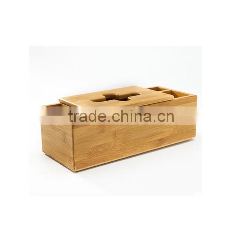 Aonong High Quality Bamboo tissue box/desk organizer for smartphones & Tablets