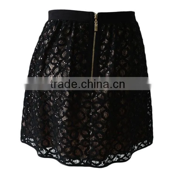 high quality black short lace sexy tight mini skirt