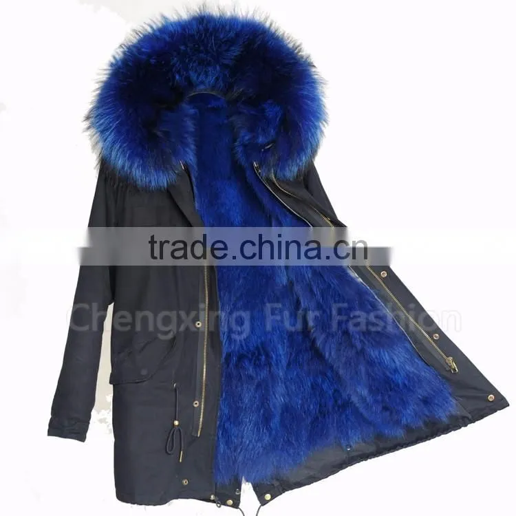 CX-G-P-12A Hot Selling Genuine Fox Fur Coat Women Real Fur Parka