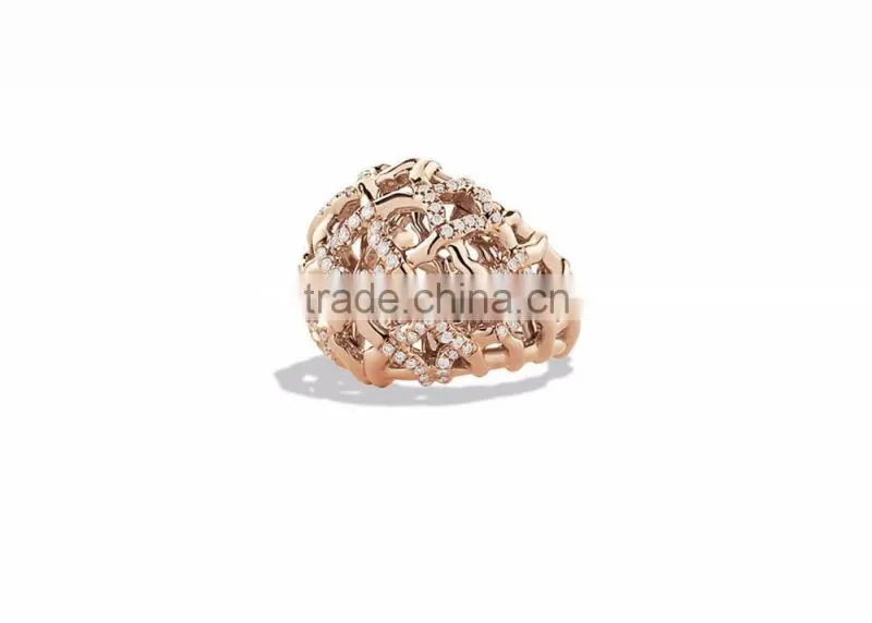 Elegant Rose Gold Plated CZ Studded Ring