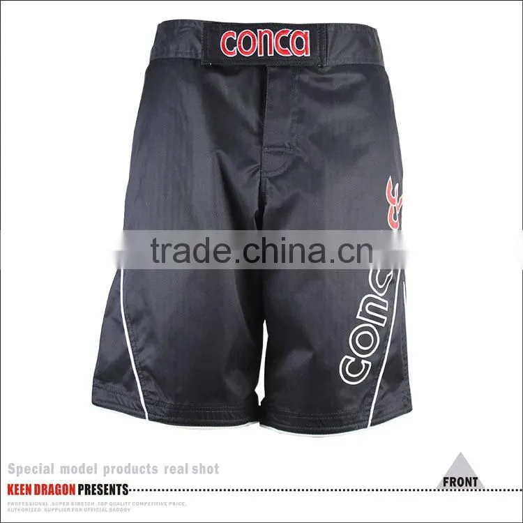 4 way stretch fabric heavy duty polyester spandex fabric custom printed plain black mma shorts