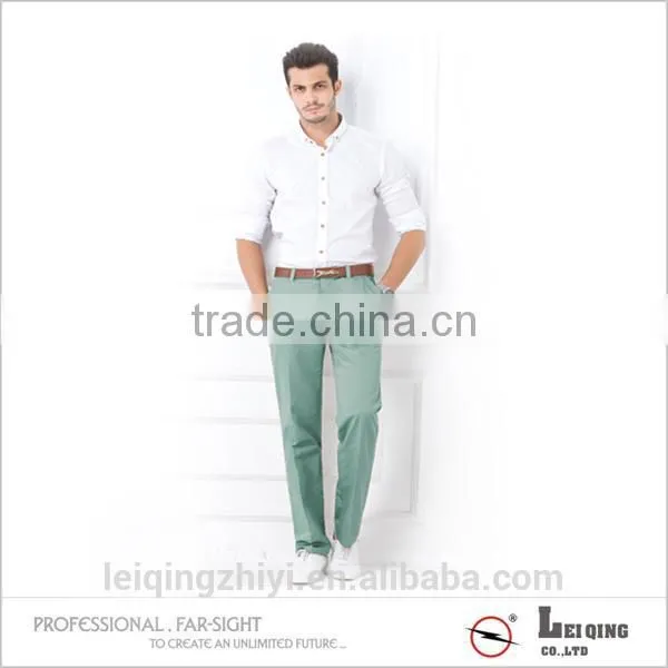 Male Plain Color Shirts and Beige White Army Green Trousers