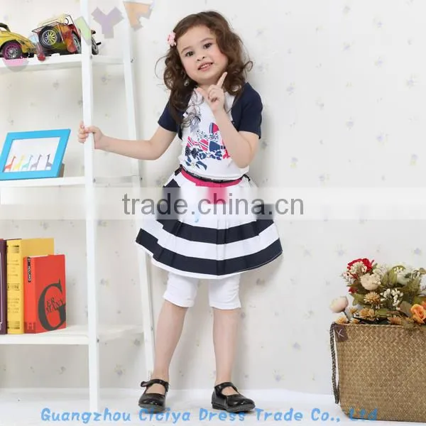 Pretty fashion summer ready stock striped baby girls fashion set