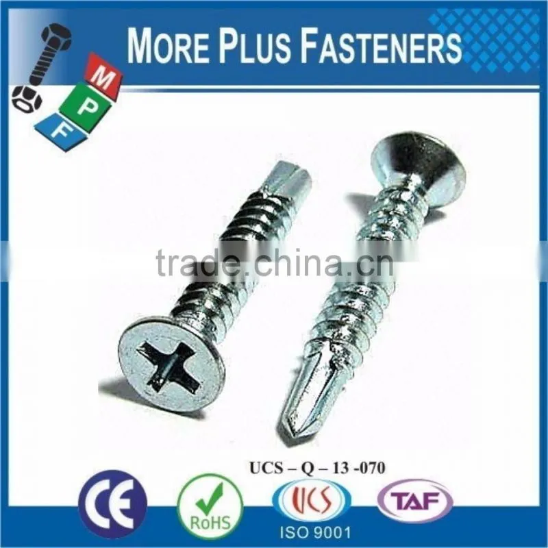 Made in Taiwan Phillips Cross Recess Countersunk Flat Head Self Drilling Screw