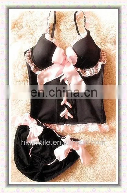 pink bow sexy lingerie for ladies